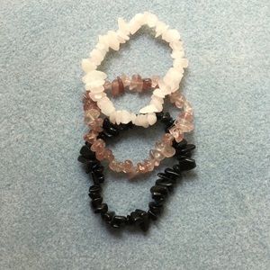 Rose Quartz,Strawberry Quartz & Obsidian Bracelets